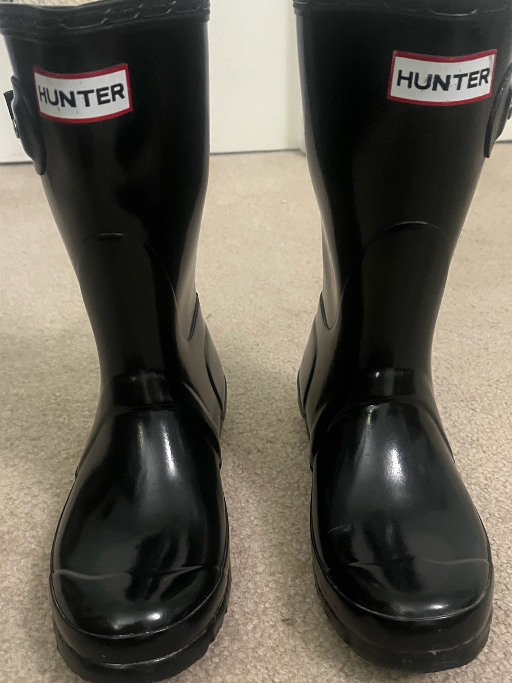 Hunter Original Short Gloss Rain Boots Black Women’s Size 6 Waterproof W23758